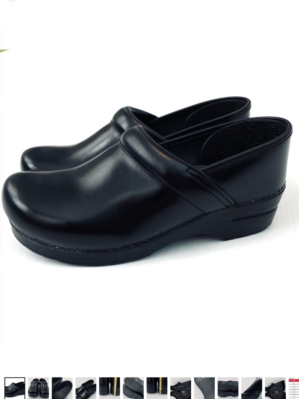 Dansko Black Leather Slip-On Clogs